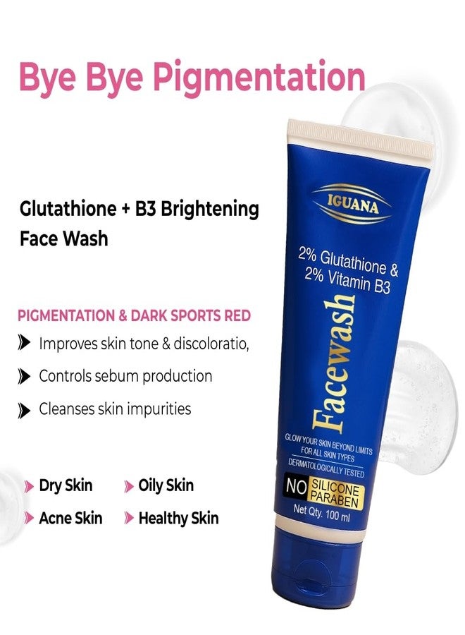 Iguana 2% Glutathione Face Wash with 2% Vitamin B3 | Brightening Facial Cleanser for Dark Spots, Pigmentation & Uneven Skin Tone | Sulfate-Free | 100 ml (3.38 fl oz) - Image 5